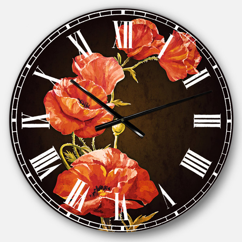 Bright Bright Poppies Flower - Horloge murale traditionnelle, Grand