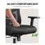 Chaise de bureau ergonomique avec support lombaire, appui-tête en 2 dimensions, accoudoirs réglables, coussin de siège profilé, chaise de bureau d'ordinateur avec roulettes pour la maison et le bureau