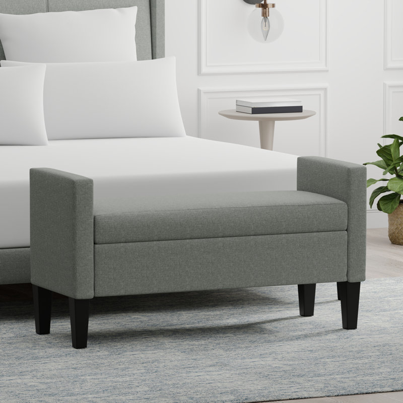 Banc de rangement à couvercle rabattable rembourré, Pierre, H 24 po x l 46,06 po x P 17,8 po