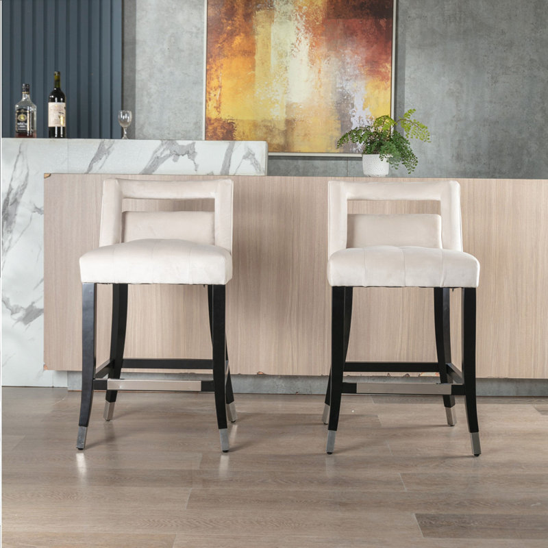 Tabouret Devyn-Martin, Crème, Tabouret de comptoir (siège d'une hauteur de 26,3