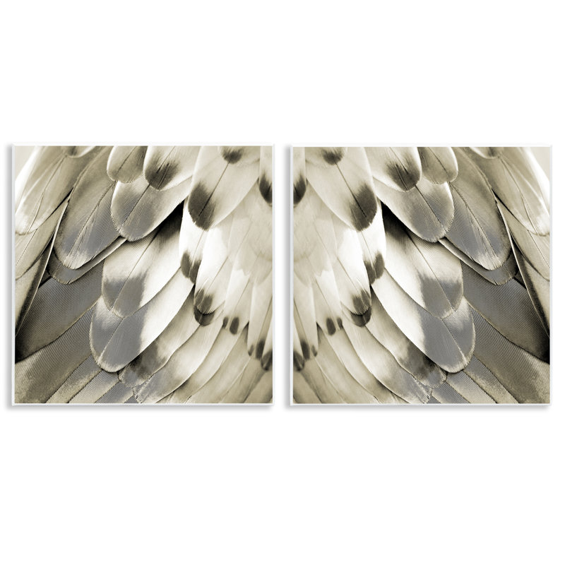 «Bird Feathers», ensemble de 2 plaques murales rétro par Julia Bosco