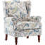 Chaise d'appoint florale avec dossier rembourré à haut dossier, pieds en bois massif pour plus de stabilité, canapé simple confortable, idéal pour le salon, la chambre à coucher ou le bureau personnel
