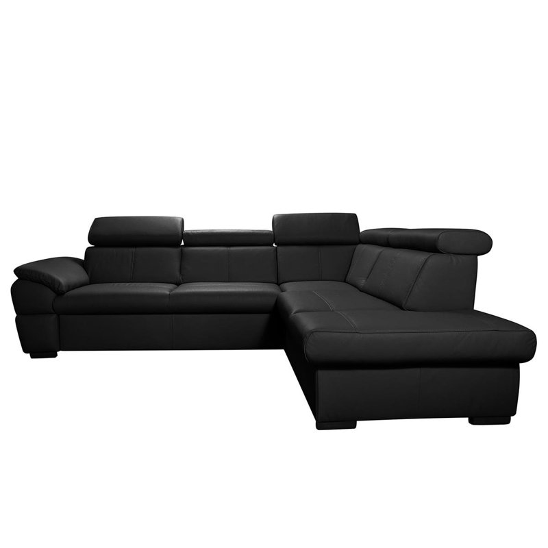 Edena Leather Corner Sofabed, Black, Right Hand Facing