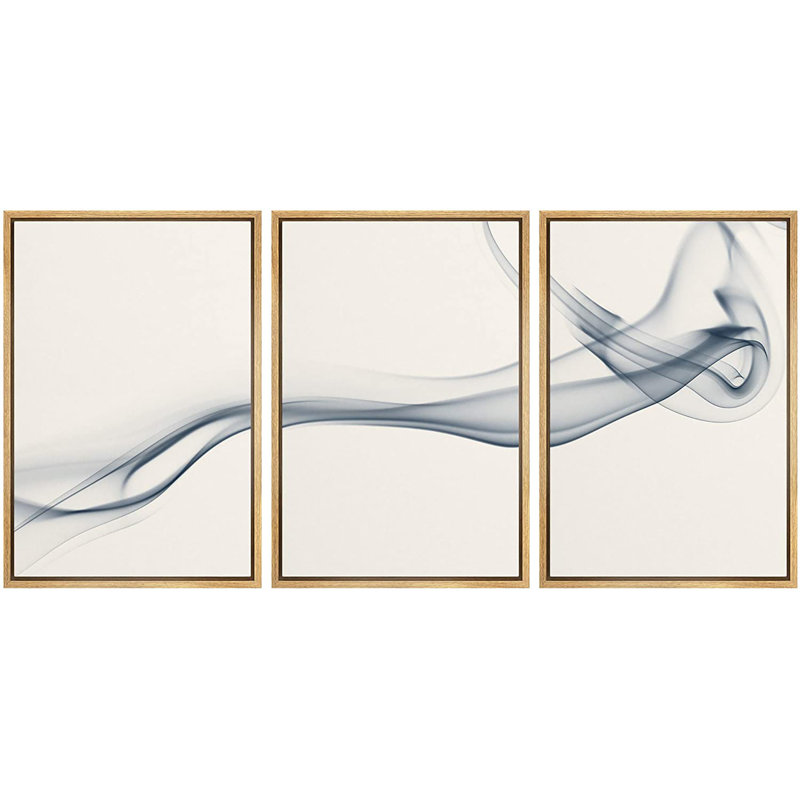 "Smoke Effect" IDÉE4WALL, art mural sur toile encadré pour le salon, la chambre à coucher, impressions abstraites sur toile zen pour la décoration de la maison, prêt à être accroché - panneaux de 16 po x 24 po x 3 po