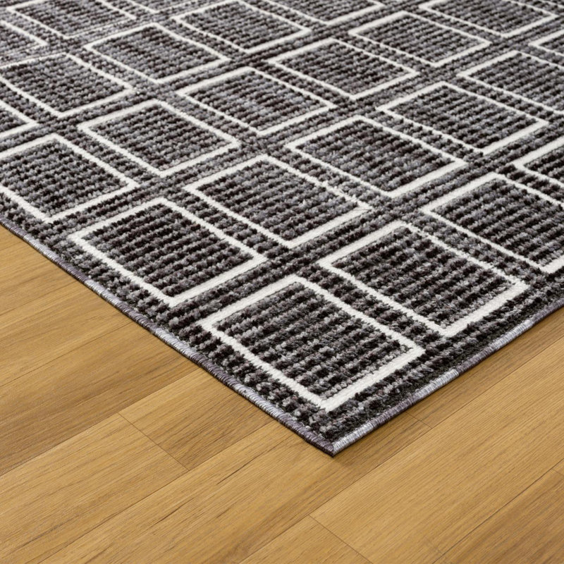 Modern Geometric Grid Area Rug, Rectangle 6' x 9'