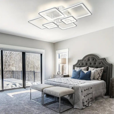 Modern Ceiling Light, Dimmable LED Flush Mount Ceiling Lights With Remote Square Acrylic Ceiling Lamp Fixture For Low Ceiling Bedroom Living Room Dining Room