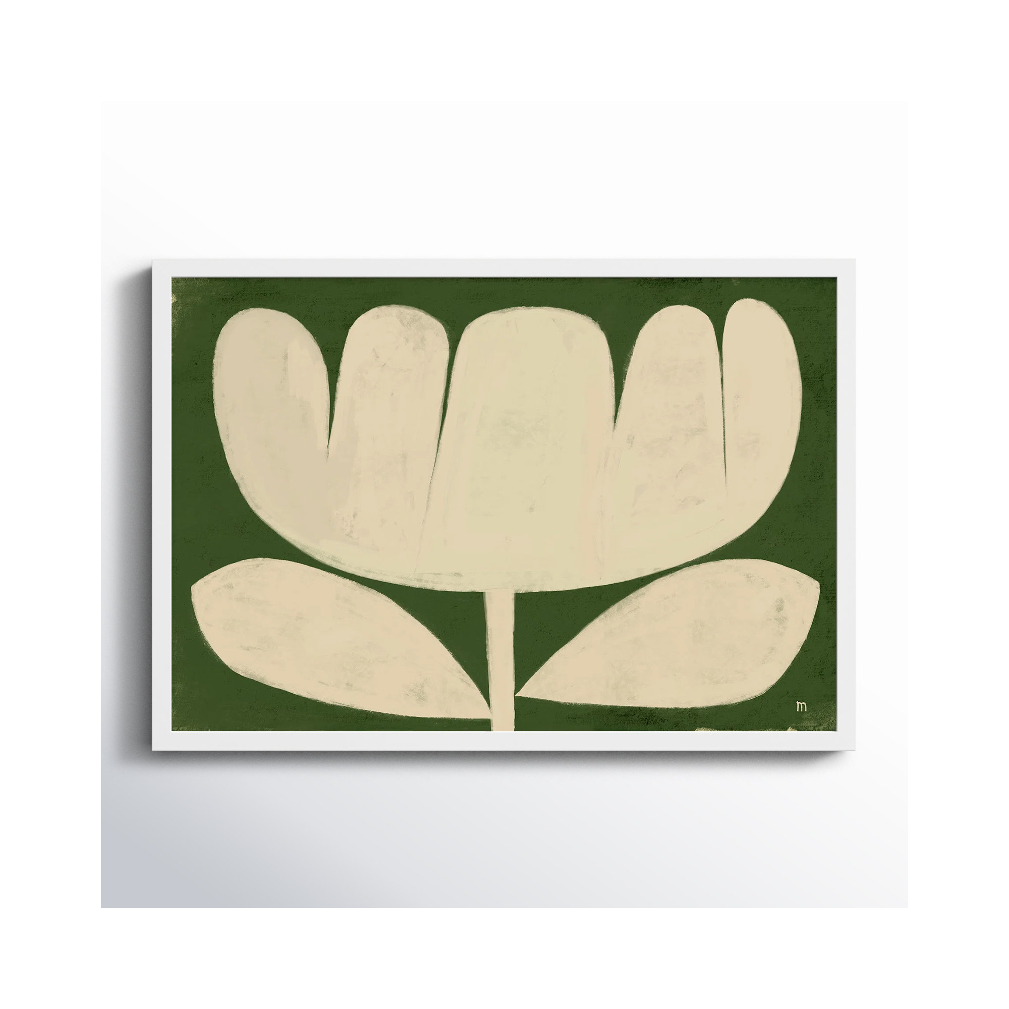 Flower On Green by StudioM, White, 14" H x 20" W x 1.25" D