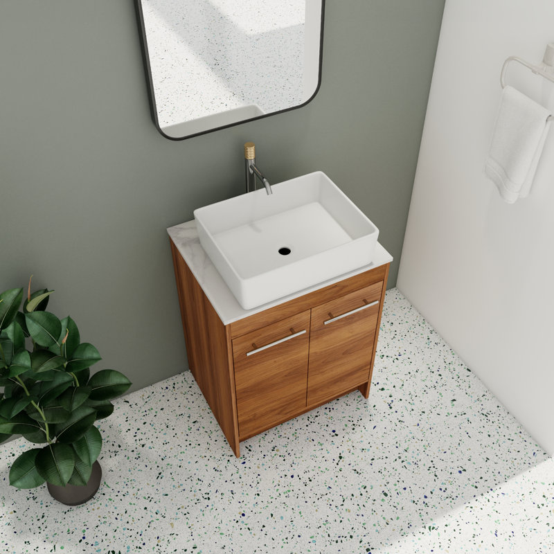 Karleah 24.07 " W Freestanding Standard Free Standing 1 Single Vanity Bathroom Vanity With Stone Top