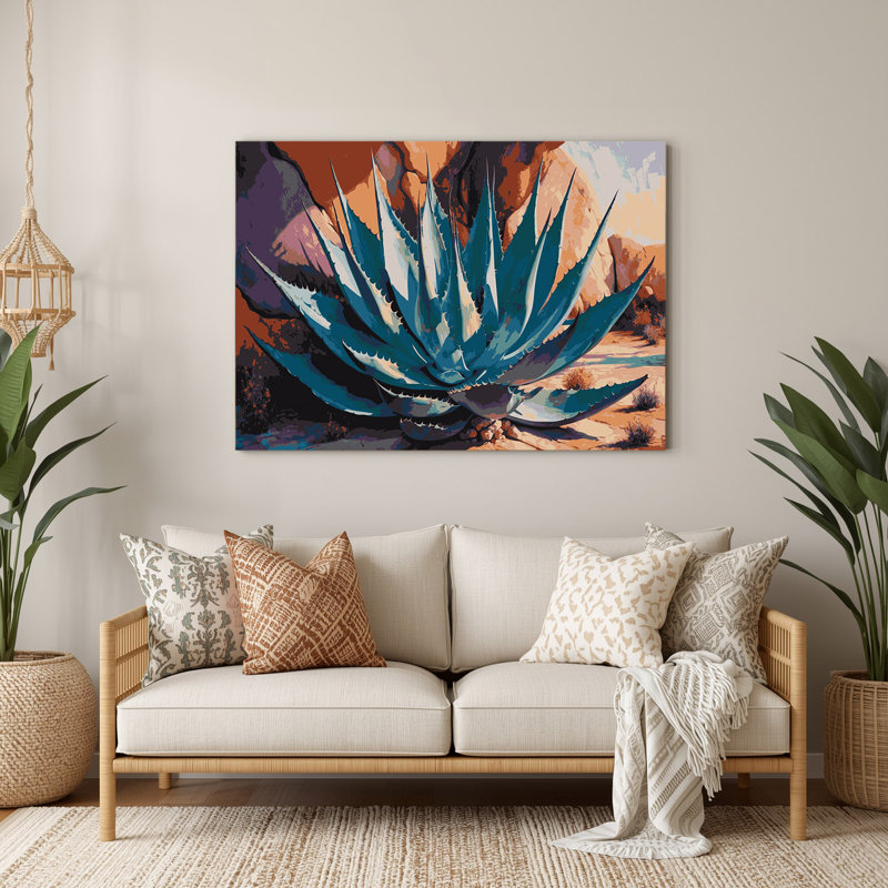«Southwestern Plants Agave Plant 148», art mural en métal mauve, H 288 po x l 432 po x P 0,05 po