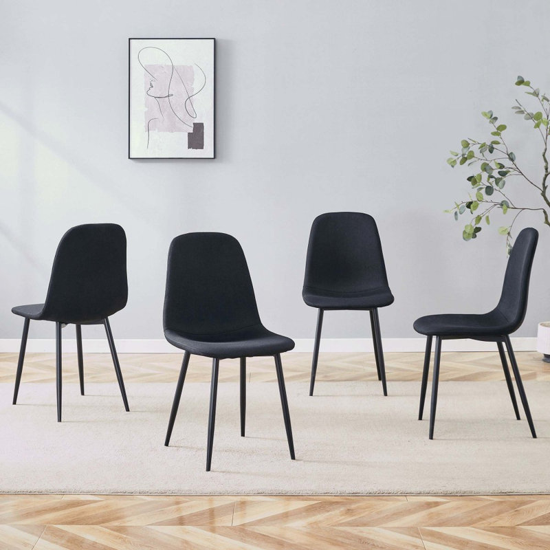 Ensemble de chaises de salle à manger modernes et minimalistes - Stable et confortable., Black, 6