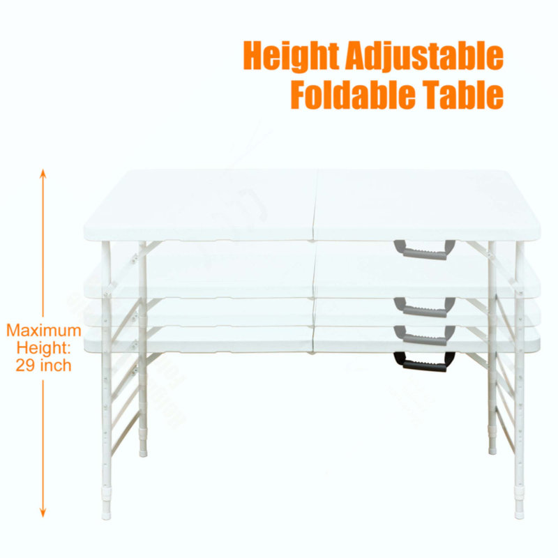 Table pliante portative 4 pi 4 po poids pliable intérieur et extérieur 135 kg, Blanc