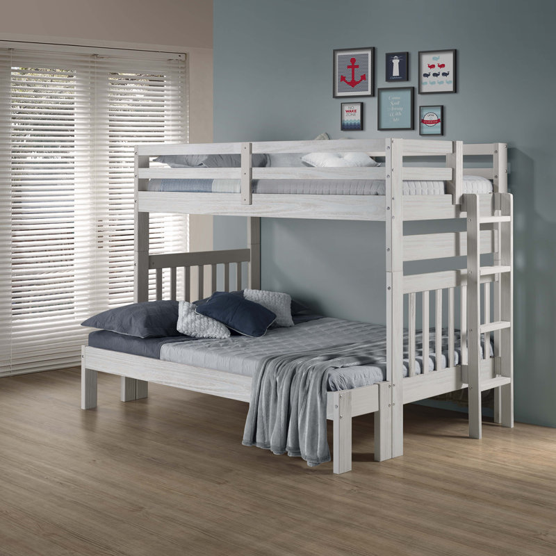 Ahmia Kids Twin Over Full Bunk Bed, White Mist