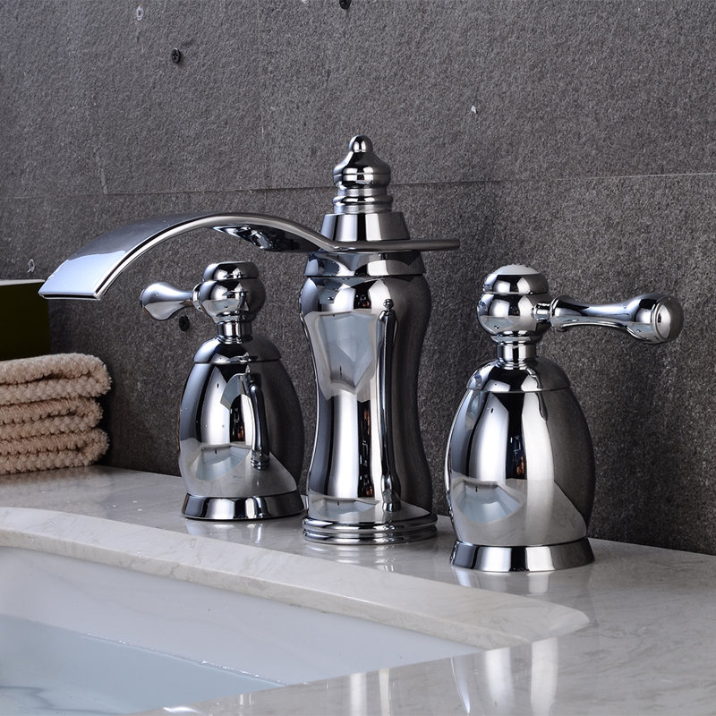 2-handle Bathroom Faucet with Drain Assembly, Chrome