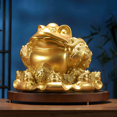 Golden Feng Shui Toad Sculpture In Brass – Elegant Home Ornament