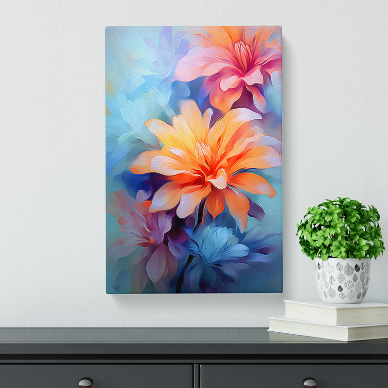 Floral Digital - Wrapped Canvas Print, 50cm H x 35cm W x 3cm D