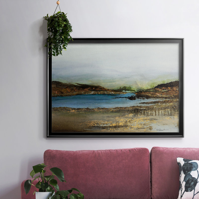 " Lakeside ", 26" H x 38" W x 1.5" D, Black Closed Corner Framed Canvas