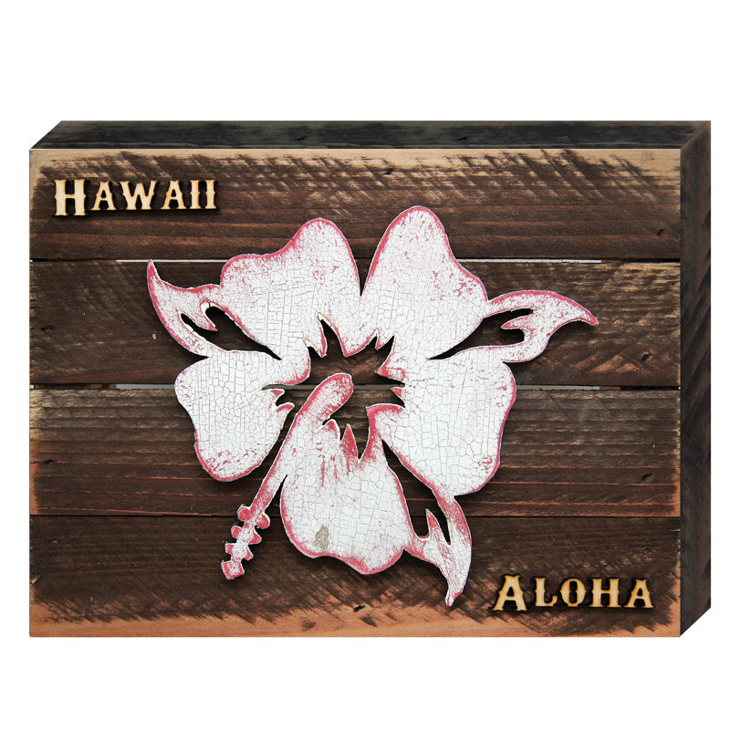 Décoration murale en bois de fleurs récupérés hibiscus, H 12 po x l 18 po x P 1,5 po