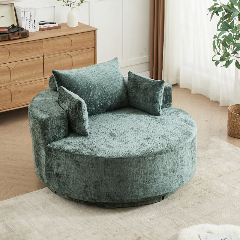 Canapé simple rembourré pivotant à 360 degrés, Green Polyester Blend, Green