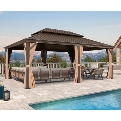 PURPLE LEAF 14' X 20' Outdoor Hardtop Gazebo Aluminum Gazebo With Galvanized Steel Double Roof
