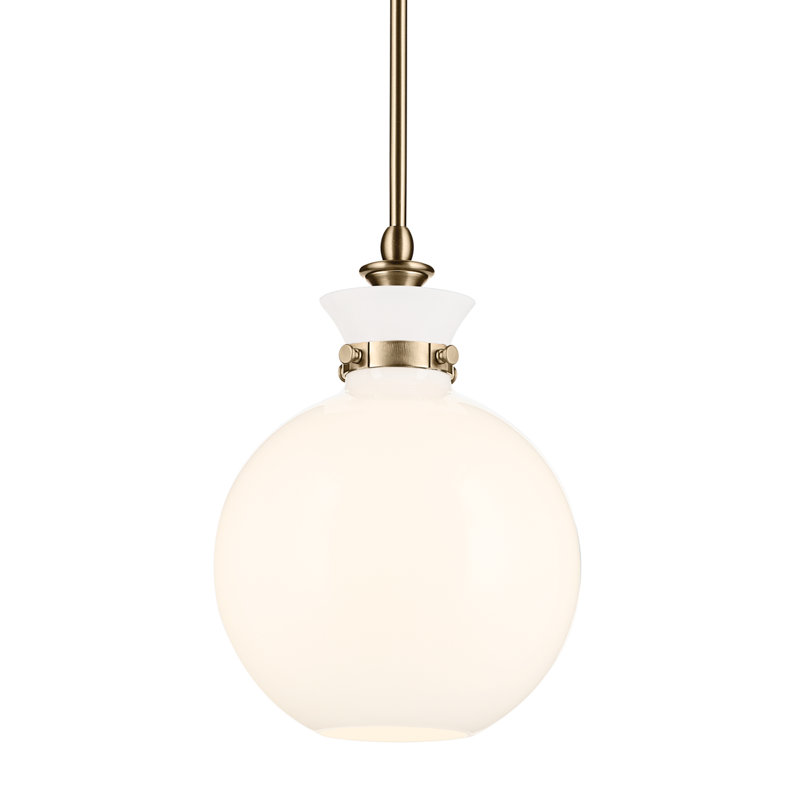 1 Light Pendant with Clear Glass, Bronze, Antique Cased Opal, 14.5" H x 10.25" W