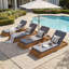 Chaises longues de patio Position, en bois d'acacia massif, ensemble moderne en teck pour piscine
