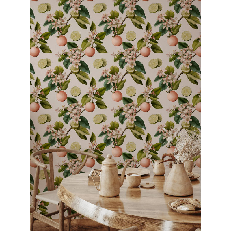 Papier peint floral à motif floral d'agrumes