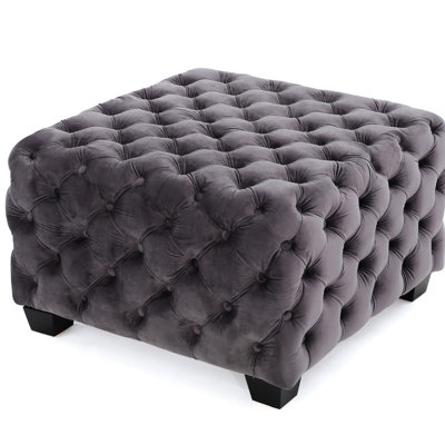 Gris avec revêtement en velours à boutons, intérieur moderne, l 29 po x P 18,56 po, esthétique, largeur de 28,66 po de profondeur, hauteur