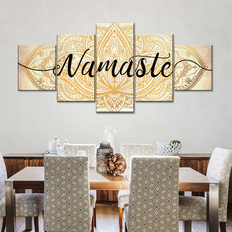 Zen Namaste - 5 impressions sur toile tendue, H 74 po x l 34 po x P 1 po