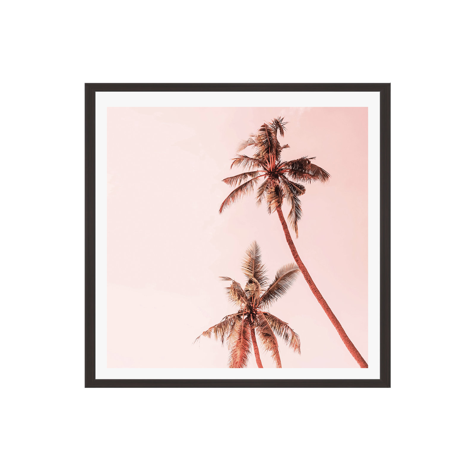 Tulsi "Sunset Palm Trees" Print, 12" H x 12" W x 0.75" D, Yes, Espresso Single Picture Framed