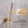 Brushed Gold Concealed Shower Mixer Set Round Twin Head Combo 2 Way Valve Taps