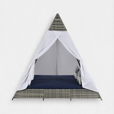 90.5'' Wide Wicker Patio Daybed with Cushions