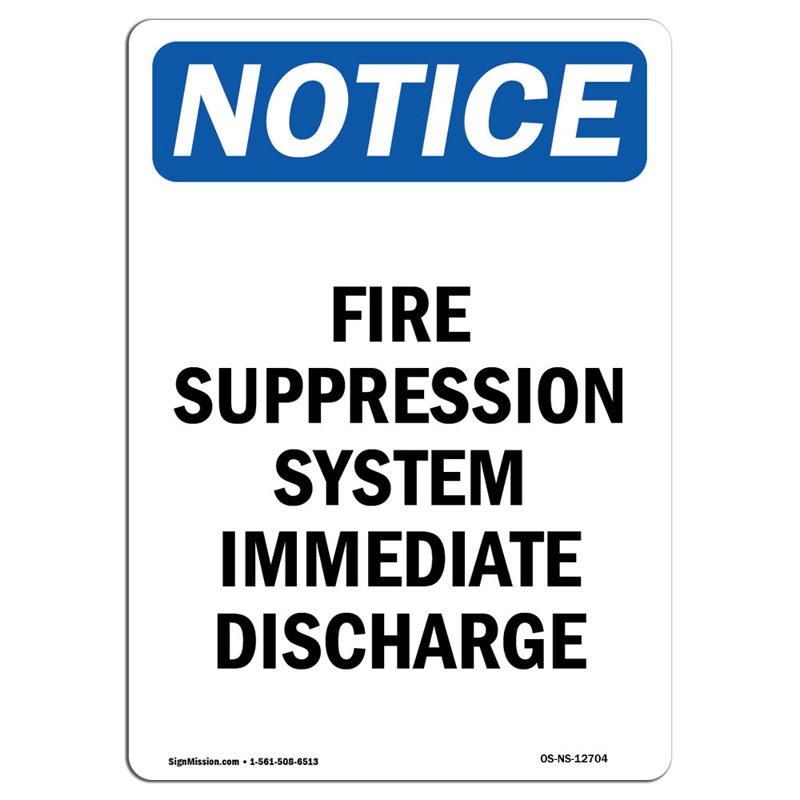 Fire Suppression System Immediate Sign