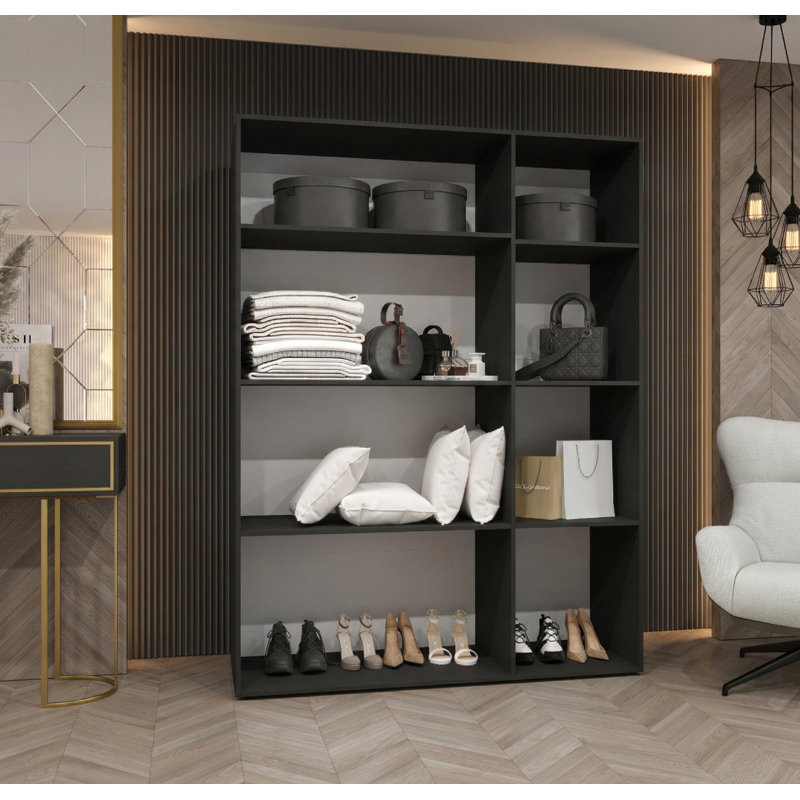 Manufactured Wood Wardrobe, black matt + handles: cashmere