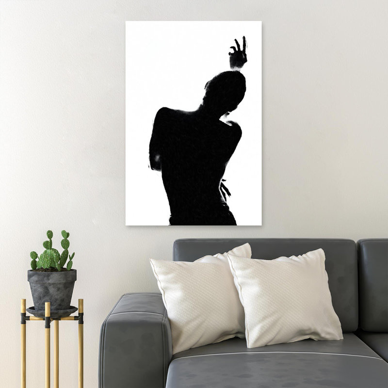 Illustration de l'homme noir - 1 pièce, impression sur toile tendue, L 24 po x H 36 po