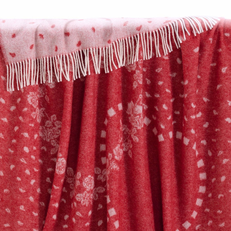 Red Hearts Recycled Merino Wool Throw