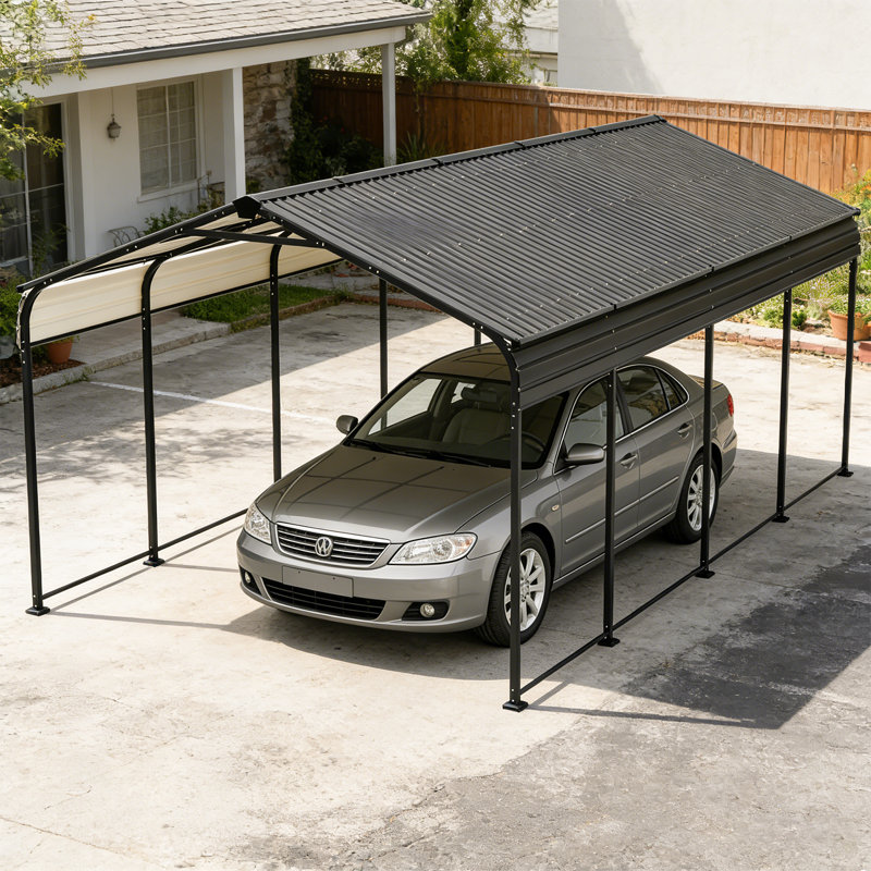 12x20 FT Heavy Duty Outdoor Metal Carport, Galvanized Steel Car Shelter