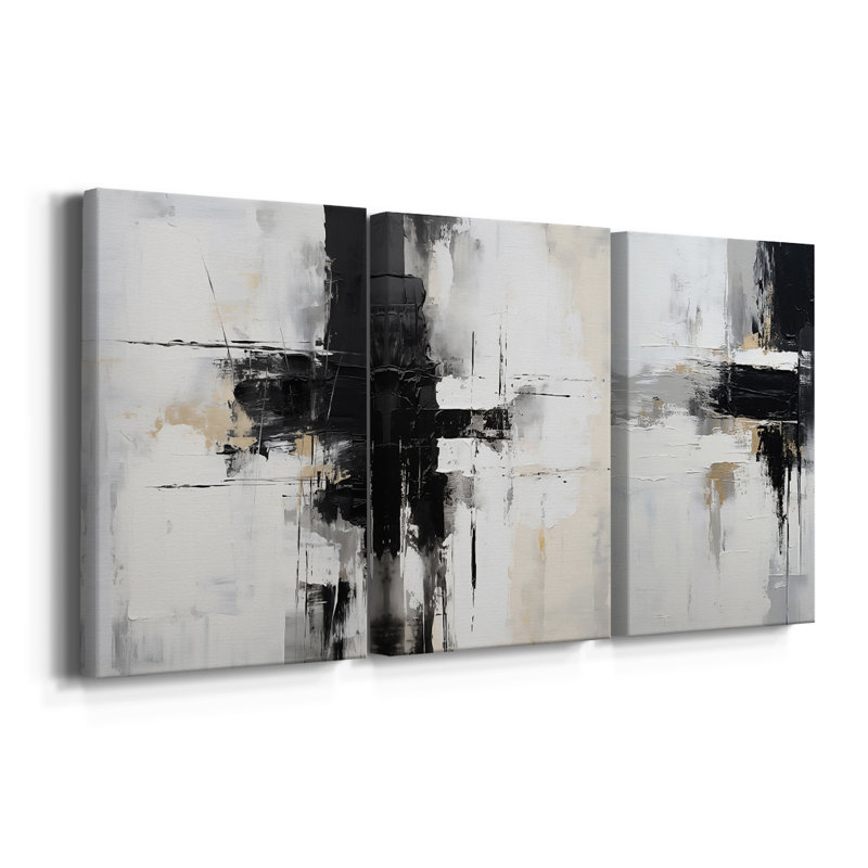 Série ABSTRACT - Toile tendue sur mesure avec châssis - 3 pièces, H 36 po x l 72 po