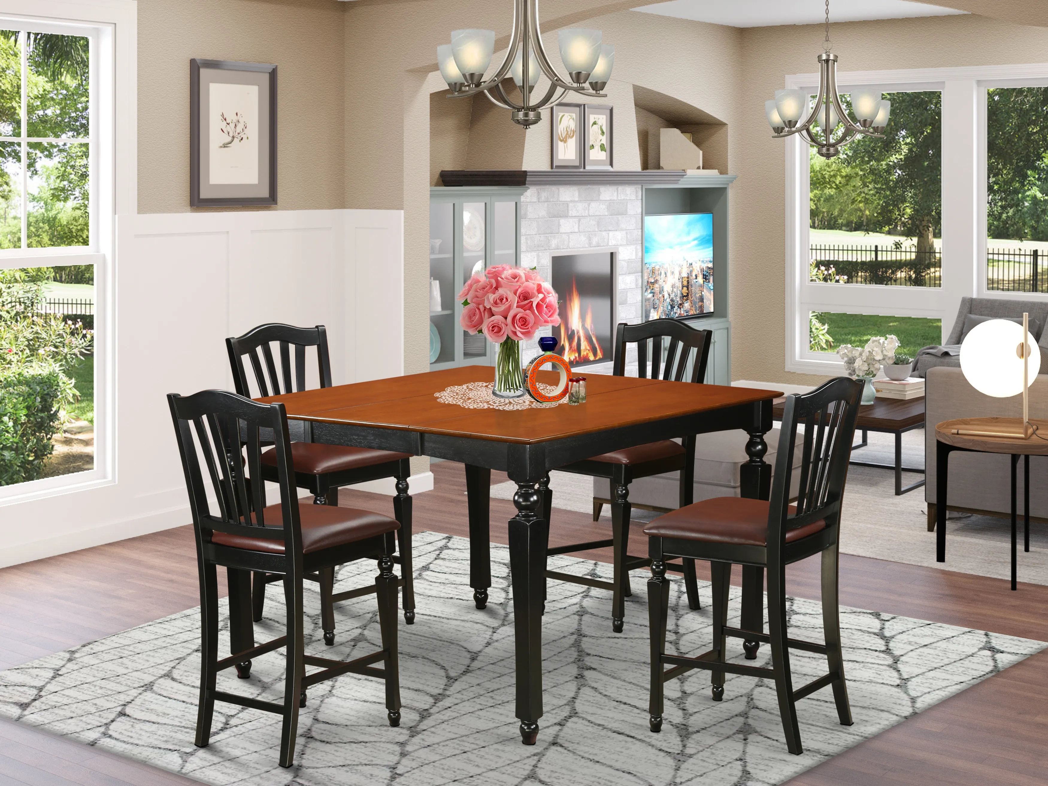 Black counter height kitchen store table set