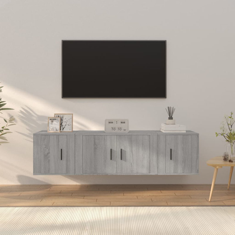 Luckey Unfinished Floating TV Stand for TVs up to 65", Grey Sonoma