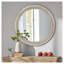 Miroir mural vintage rétro avec cadre blanc vieilli et bordure perlée - 23,62 po de diamètre