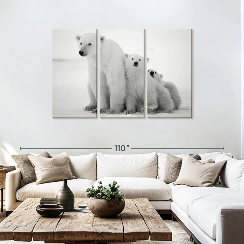 Polar Bear Family, 48" H x 74" W