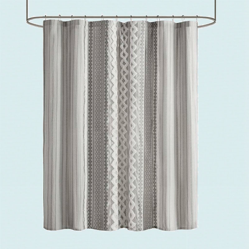 Rideau de douche en coton avec chenille, Gris