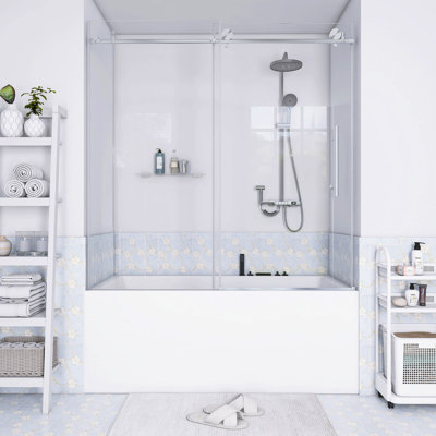 Frameless Stainless Steel Sliding Bathtub Door