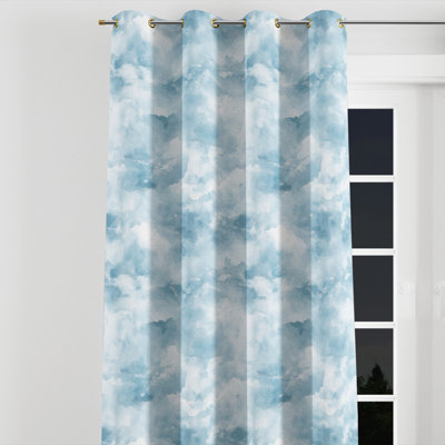 Abstract Window curtains - White Coastal Mist Grommet Curtain - 1 Panel