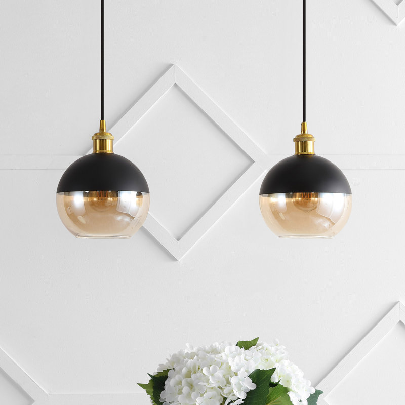Luminaire suspendu sphérique ajustable 1 lumière en métal \/ verre Mid-Century moderne 7,5 po Shidler