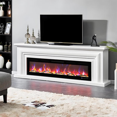 50 Inch Built-in Electric Fireplace with WiFi ＆ Remote Control,12 Realistic Flame Flickering Colours,750/1500W Wall Fireplace Heater with Alexa and Timer,for Bedrooms,Living Rooms