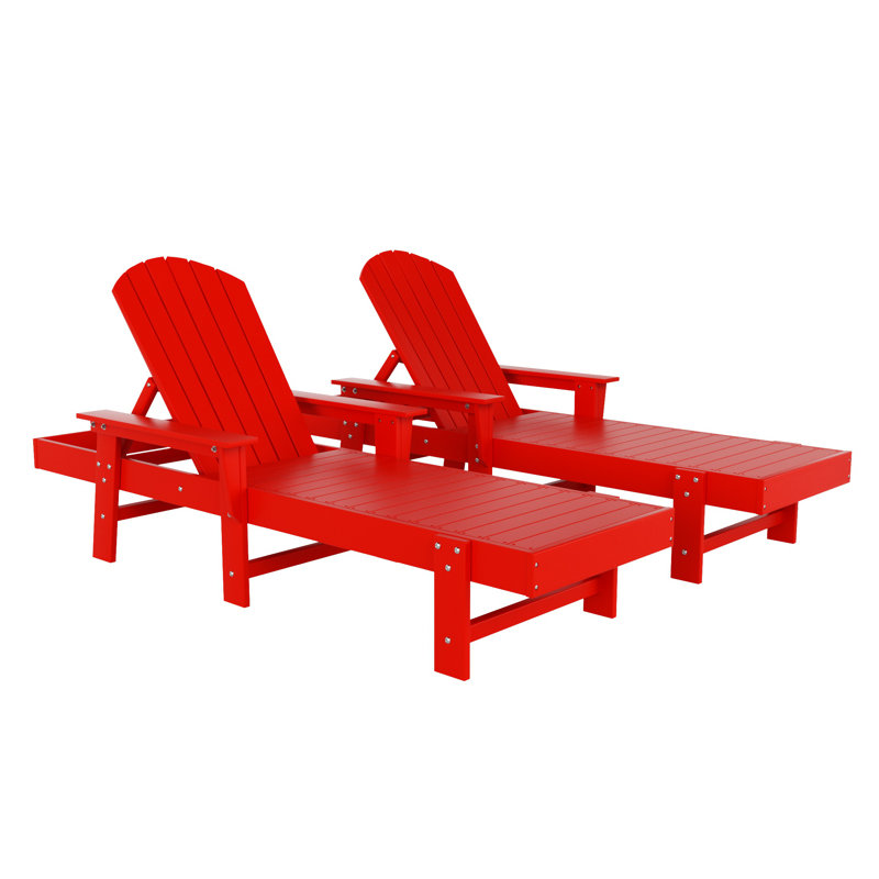 Geoff Outdoor Chaise Lounge, Red