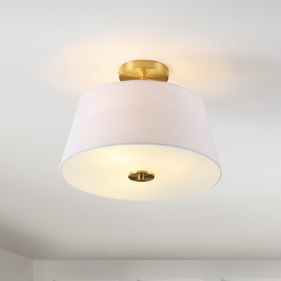 Glenview 15" 3-Light Modern Contemporary Metal Tapered Drum LED Semi Flush Mount