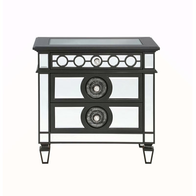 Mirrored & Sliver Finish Nightstand