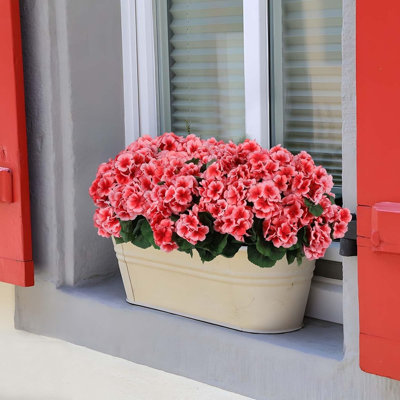 Paquet de 6 fleurs de géranium artificielles pêche - Faux plantes d'extérieur résistantes aux rayons UV